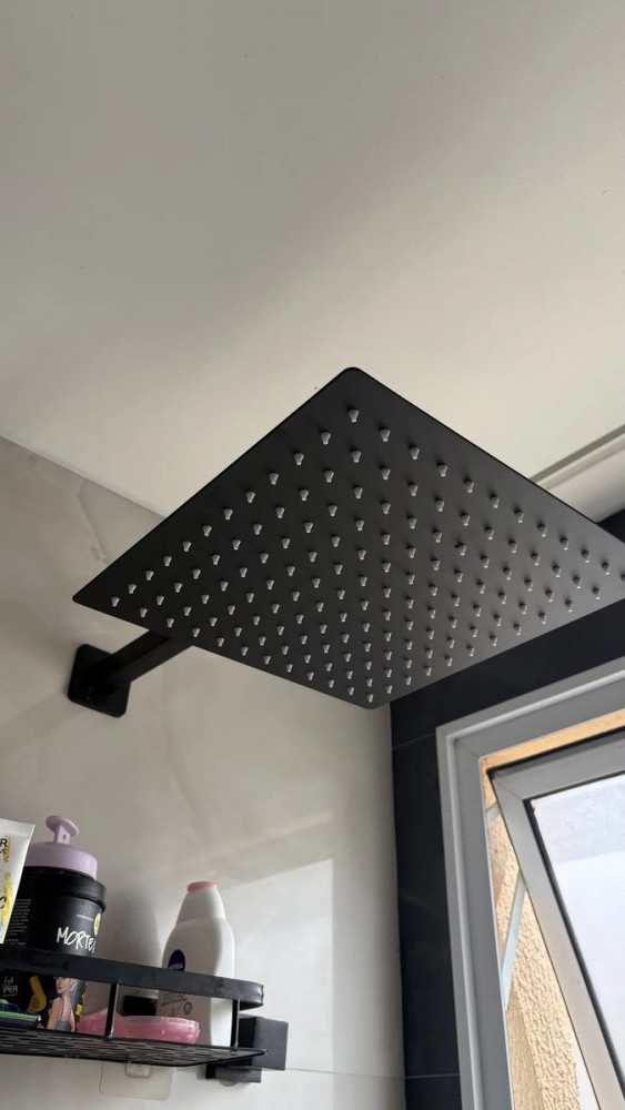 Ducha Quadrada Cromada Inox 30x30 Preto Fosco