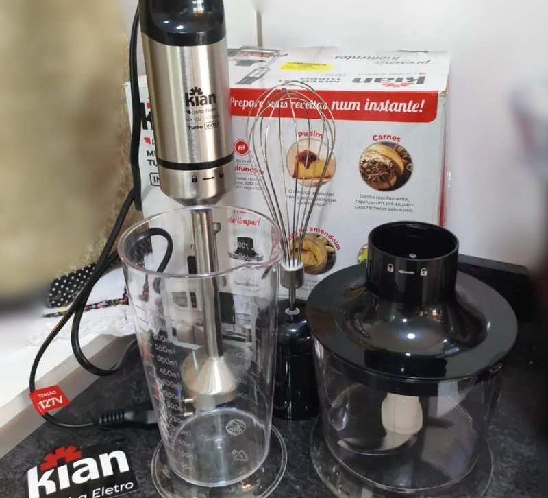 Mixer 3 Em 1 Processador Batedor Inox 1000w Kian Preto - 127V