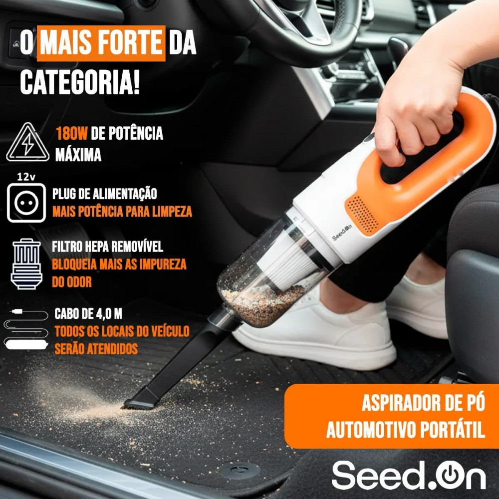 Aspirador Automotivo Portátil 180W HEPA 4m