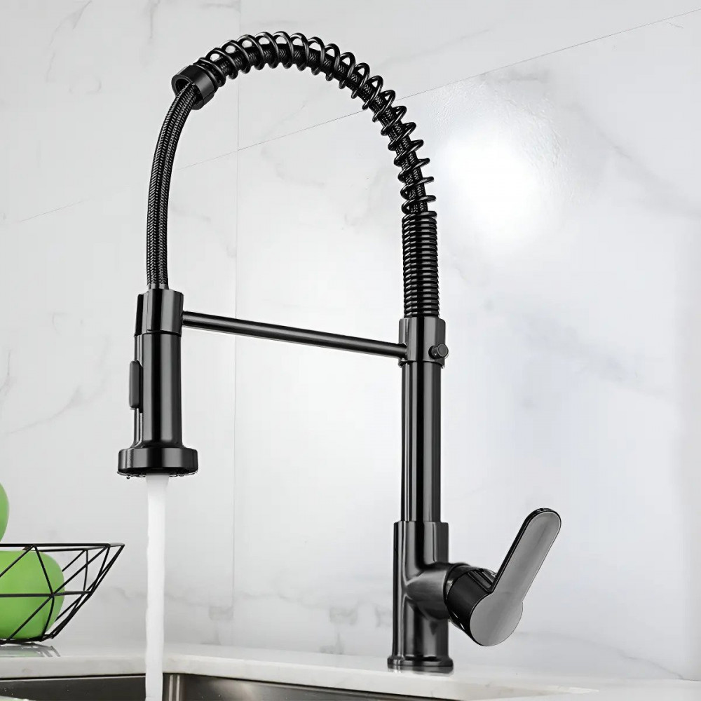 Torneira Cozinha Gourmet Monocomando Flexível Preto