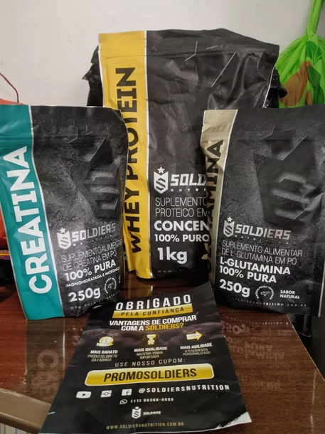 Kit Whey 1kg Creatina 250g Glutamina 250g