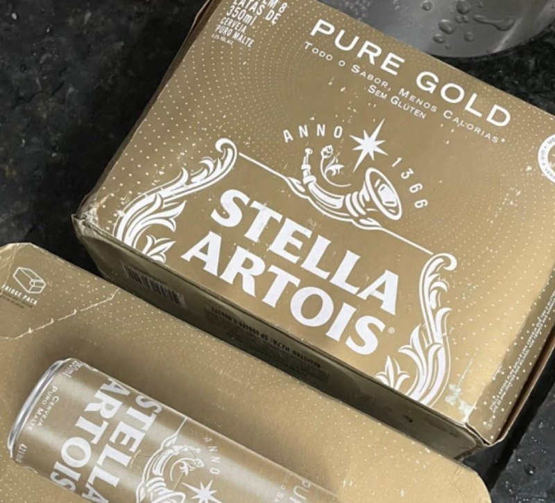 Pack Cerveja Stella Artois Pure Gold Lata 350ml - Caixa 8 unidades