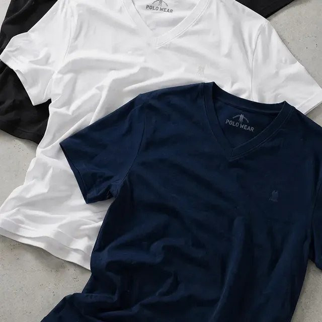 GOLA V DA POLO WEAR Kit com 3 Camisetas Gola V Polo Wear