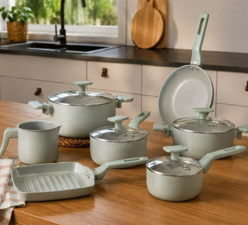 Conjunto Panelas 7 Peças Sartin Cook Cor Aquamint Mimo Style Cor Verde-claro