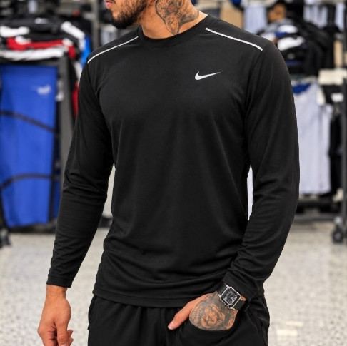 Camiseta Dri-fit Nike Manga Longa Masculina Preto G