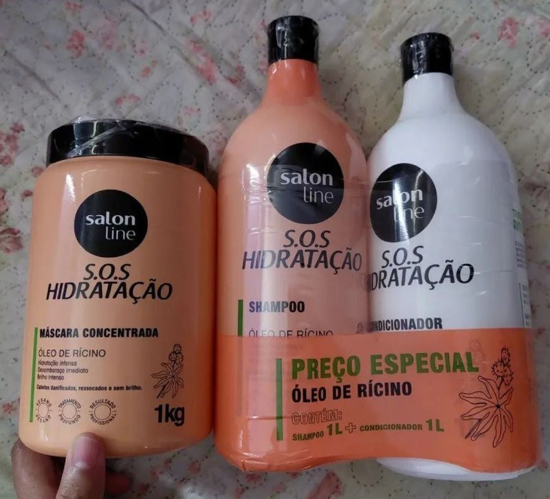 KITZÃO PARA AS MADEIXAS Kit Shampoo e Condicionador 1L + Máscara 1KG - SOS Hidratação Salon Line