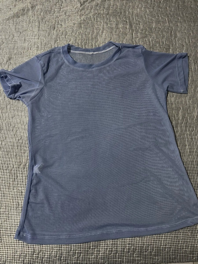 Blusa Feminina Transparente Tule Manga Curta