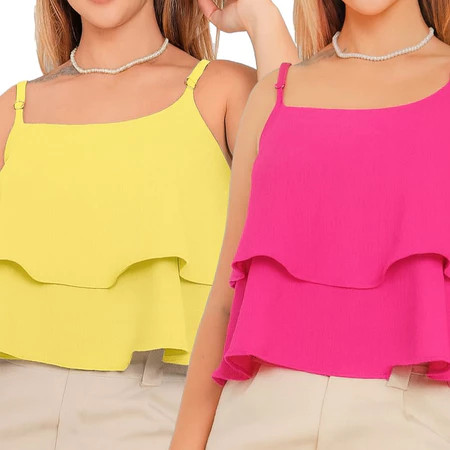 Kit 2 Blusa Regata Feminina Alcinha Babados