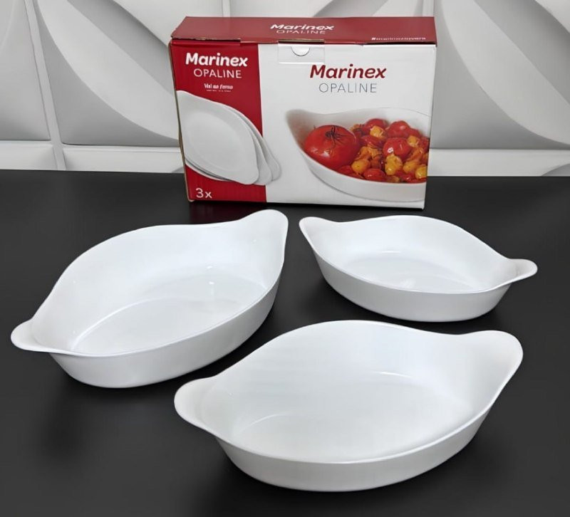 Marinex Conjunto de Assadeiras Oval Opaline 3 Peças