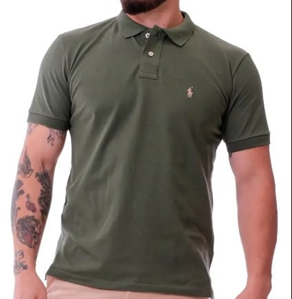 Polo Algodão Piquet Camisa Masculina Verde