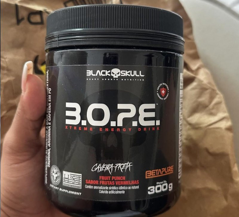 Pré-Treino B.O.P.E. Black Skull, Sabor Frutas Vermelhas, 300g