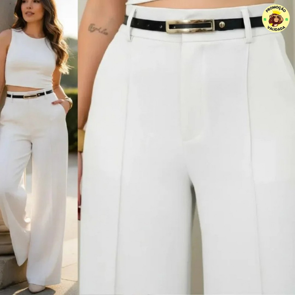 Calça Pantalona Social Cintura Alta
