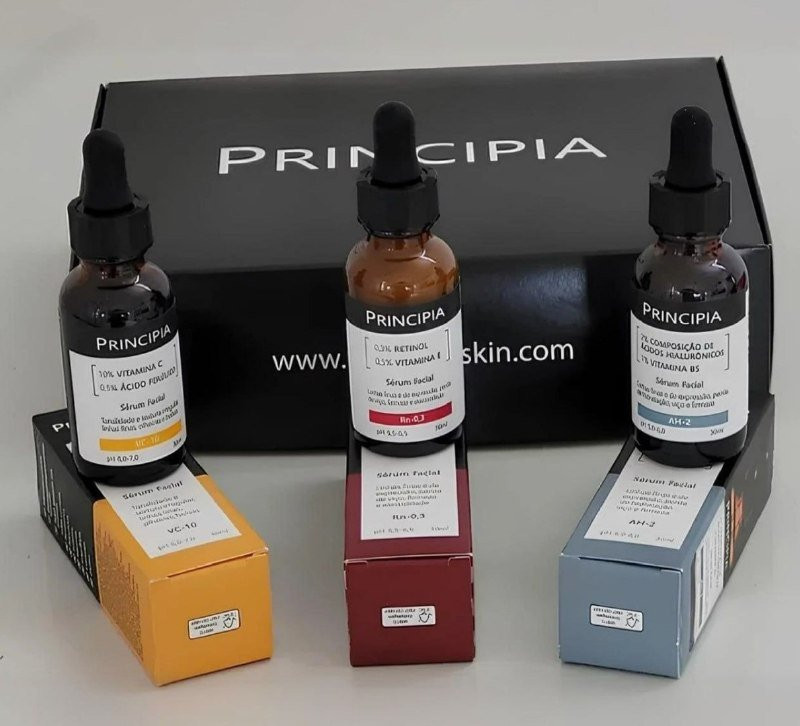 Kit 3 Séruns Principia Vitamina C + Retinol + Hialurônicos