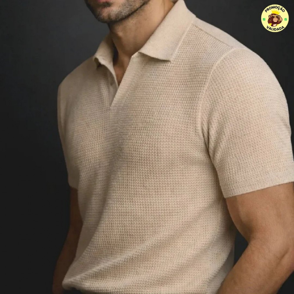 Camisa Camiseta Polo Masculina Texturizada