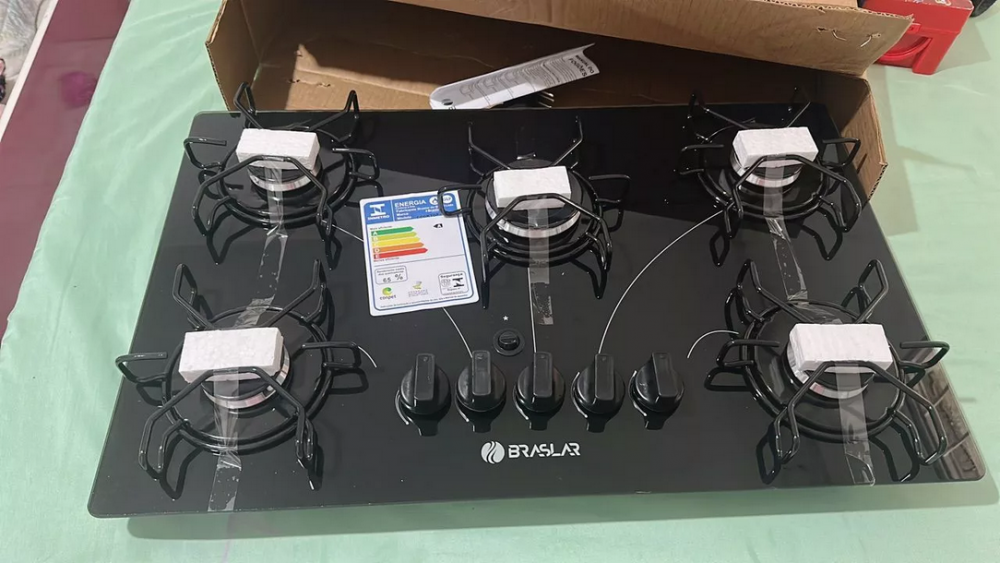 Fogão Cooktop Bivolt Gás Braslar 5 Bocas