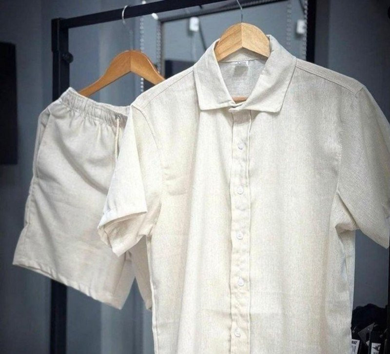 🕺 TRAJE DE PAGODEIRO Conjunto Linho Camisa + Shorts Com Bolso