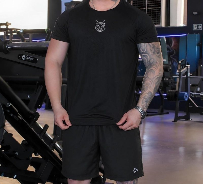 Kit Bermuda + Camiseta Lobo Dry Fitness Alpha