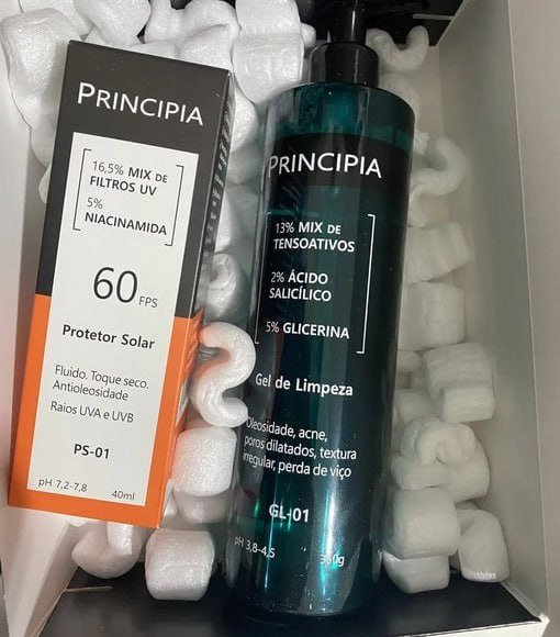 Kit Principia - Gel de Limpeza, Protetor Solar Facial PS-01 FPS 60