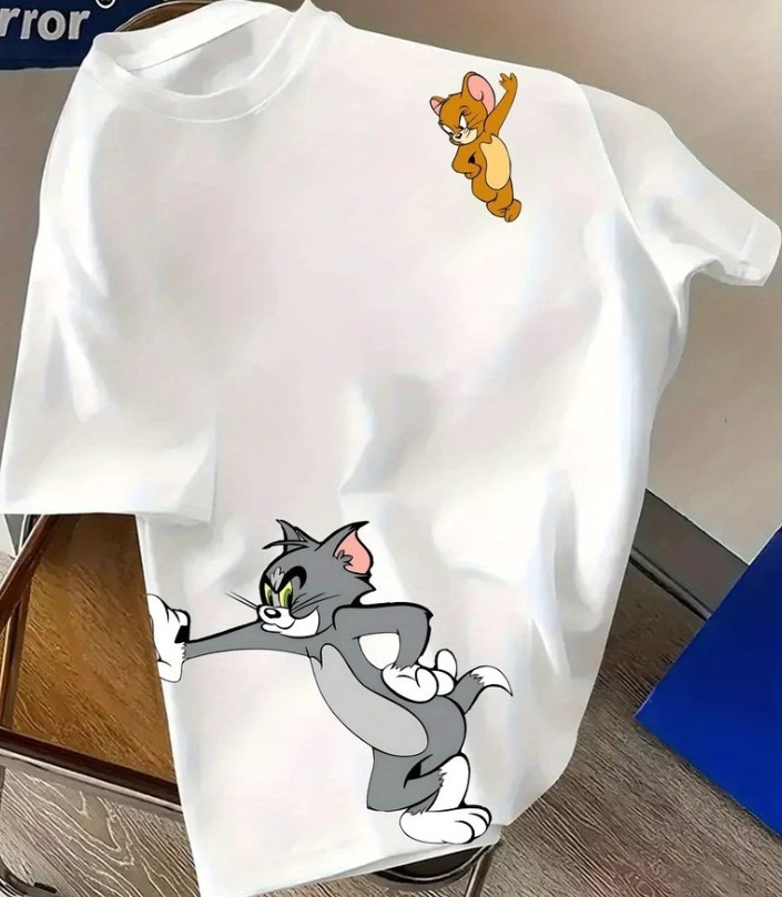Camiseta Premium Plus Size 100% Algodão Tom e Jerry