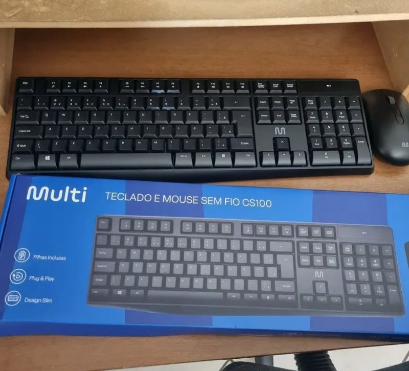 Kit Teclado e Mouse Sem Fio Slim Multilaser