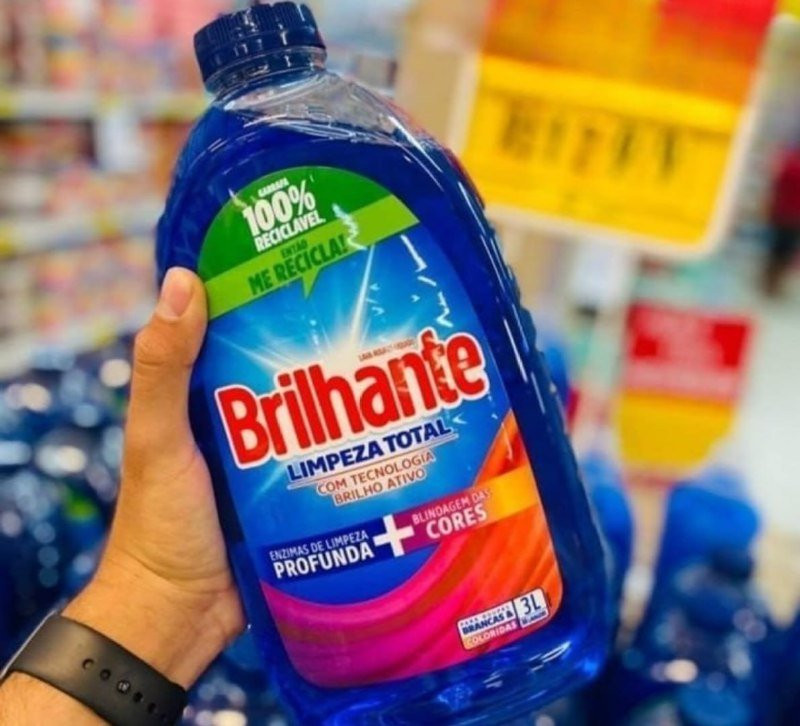 Lava Roupas Líquido Brilhante Limpeza Total 3L