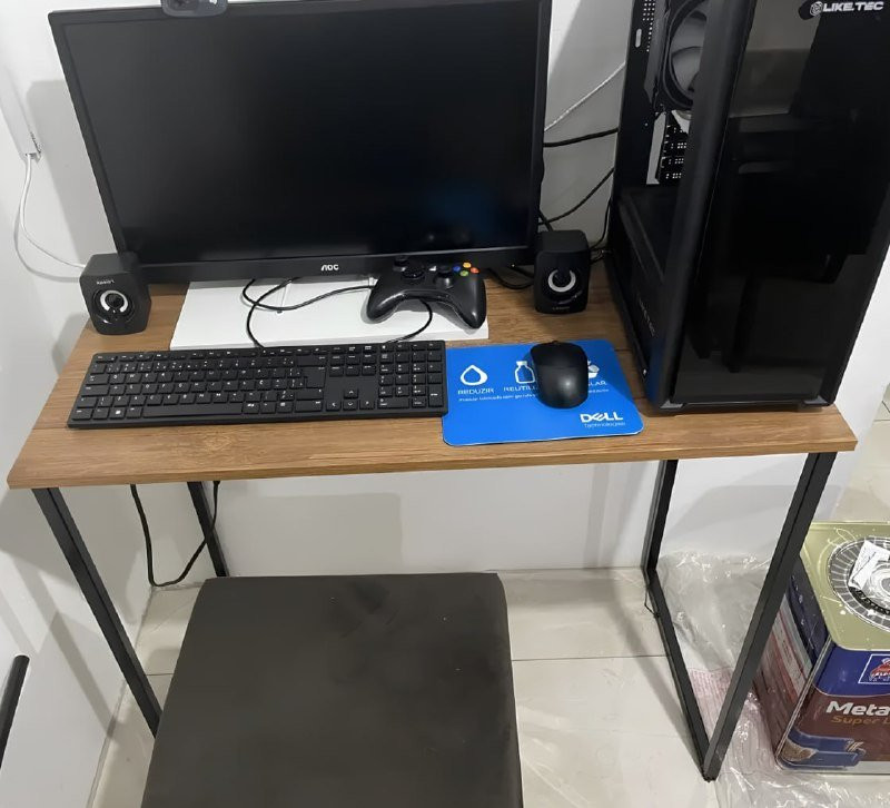 Escrivaninha Industrial Office Aço Mdf 90x45x76cm