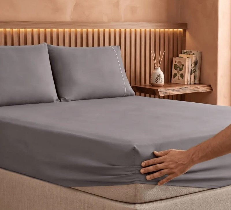 Jogo De Lençol 400 Fios Ponto Palito Cama Queen 3 Pçs