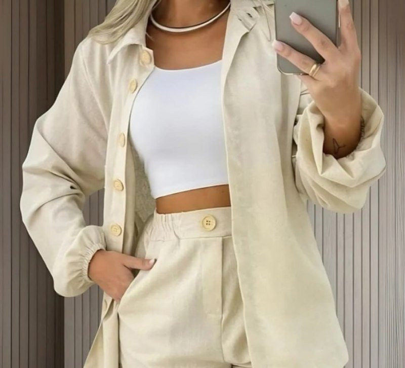 Conjunto Linho Feminino Camisa e Short