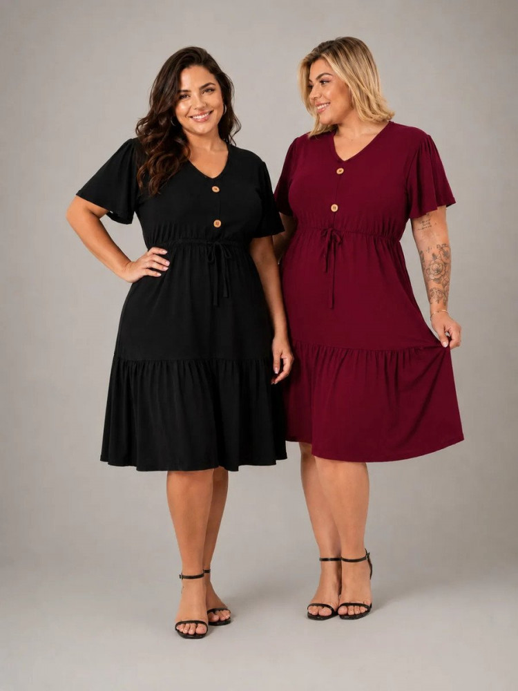 Kit 2 Vestidos Plus Size Midi Evangélico