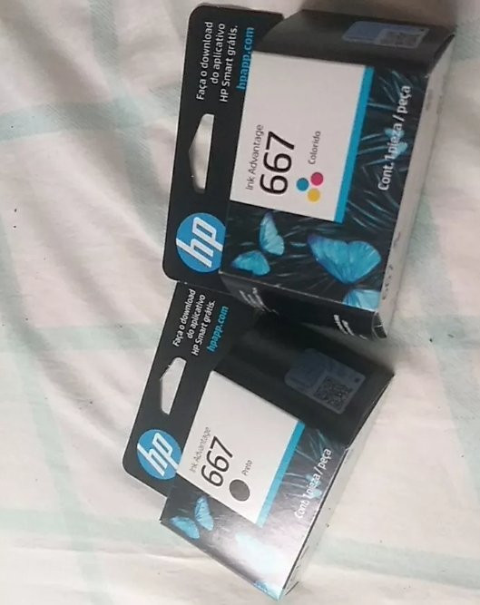 Kit Cartucho Tinta Original HP 667 Preto/colorido