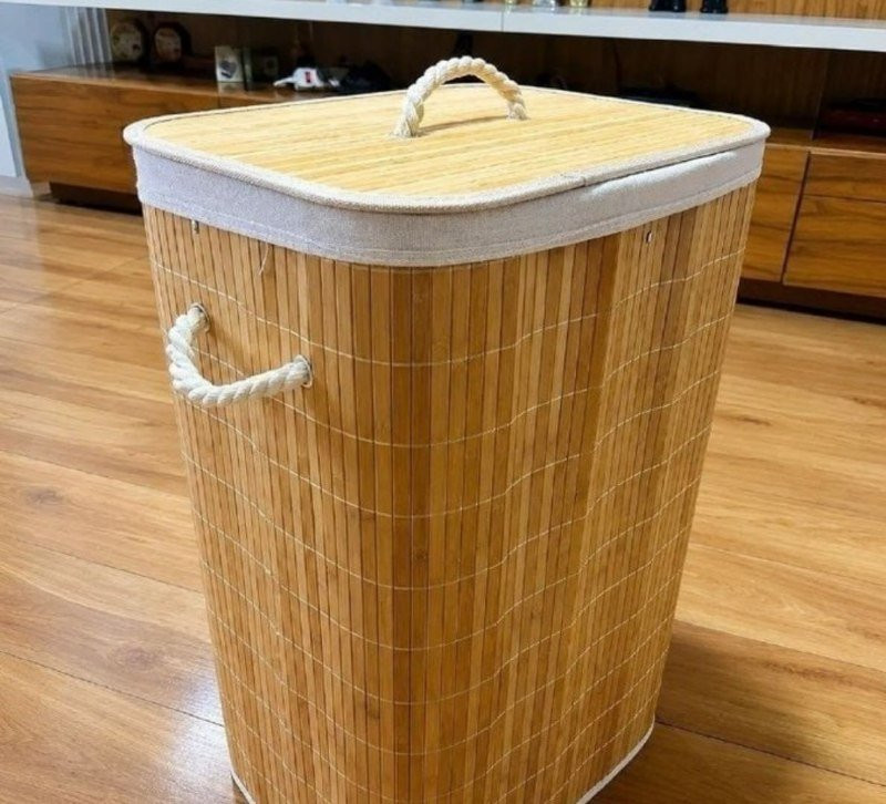 Cesto de Roupas de Bambu 60L