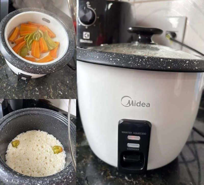 Panela de Arroz Elétrica Midea 7 Xícaras Tampa de Vidro - 127/220V