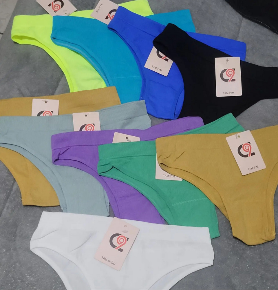 Kit 10 Calcinhas Tanga Canelada Básica