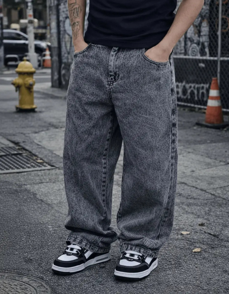Calça Jeans Masculina Estonada Baggy