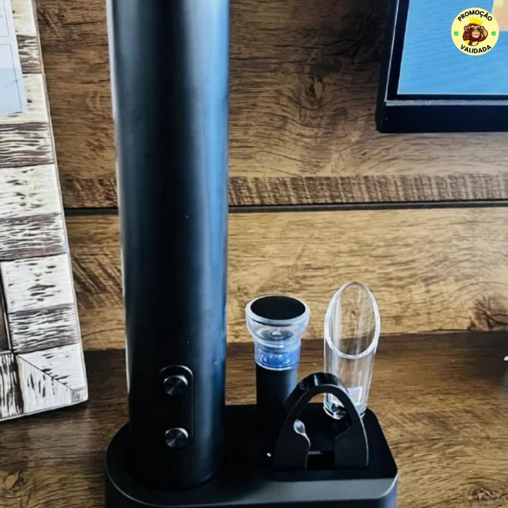 Kit Abridor de Vinho Elétrico Automático Saca Rolhas Elétrico 4 Peças